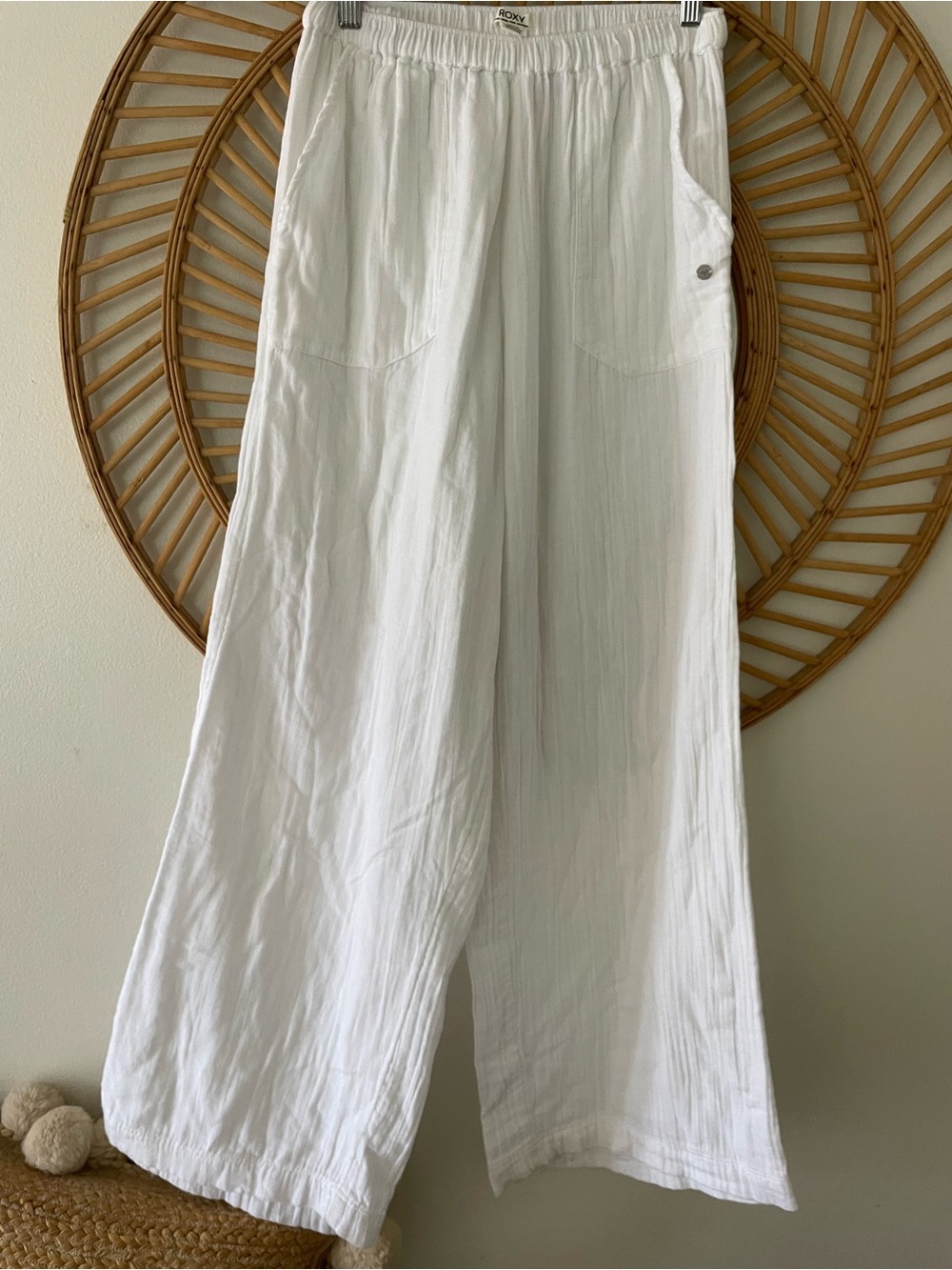 Roxy White Wide-Leg cotton pants size XS